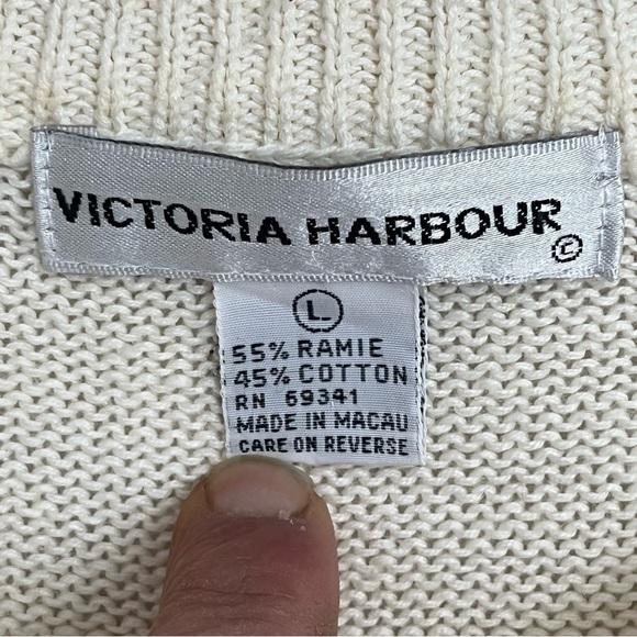 Vintage Victoria‎ Harbour White Sweater Sz L Sequin Bead Embellished WINE GRAPES - Picture 4 of 7